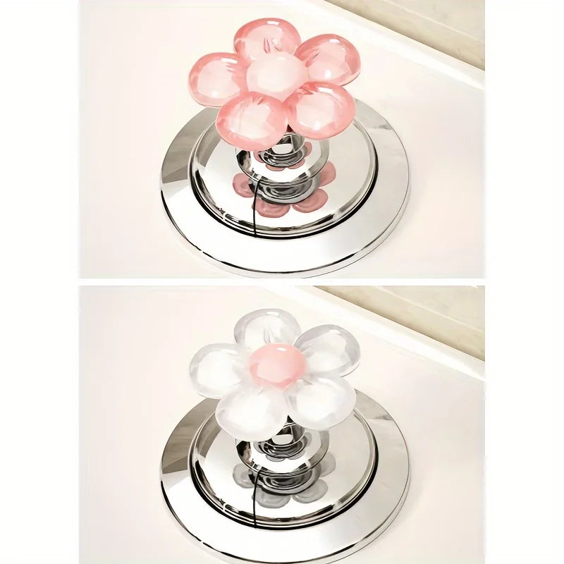 2Pcselegant Flower-Shaped Toilet Flush Button - Anti-File, Suitable for Bathroom Decoration