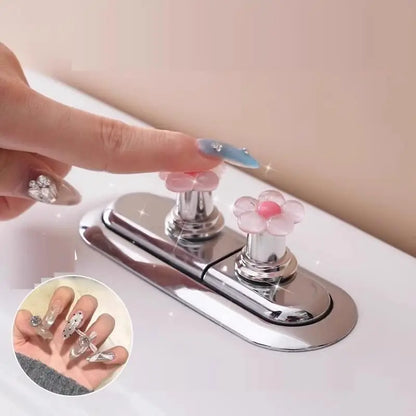 Flower Shaped Toilet Flush Handle Toilet Press Button Bathroom Accessories