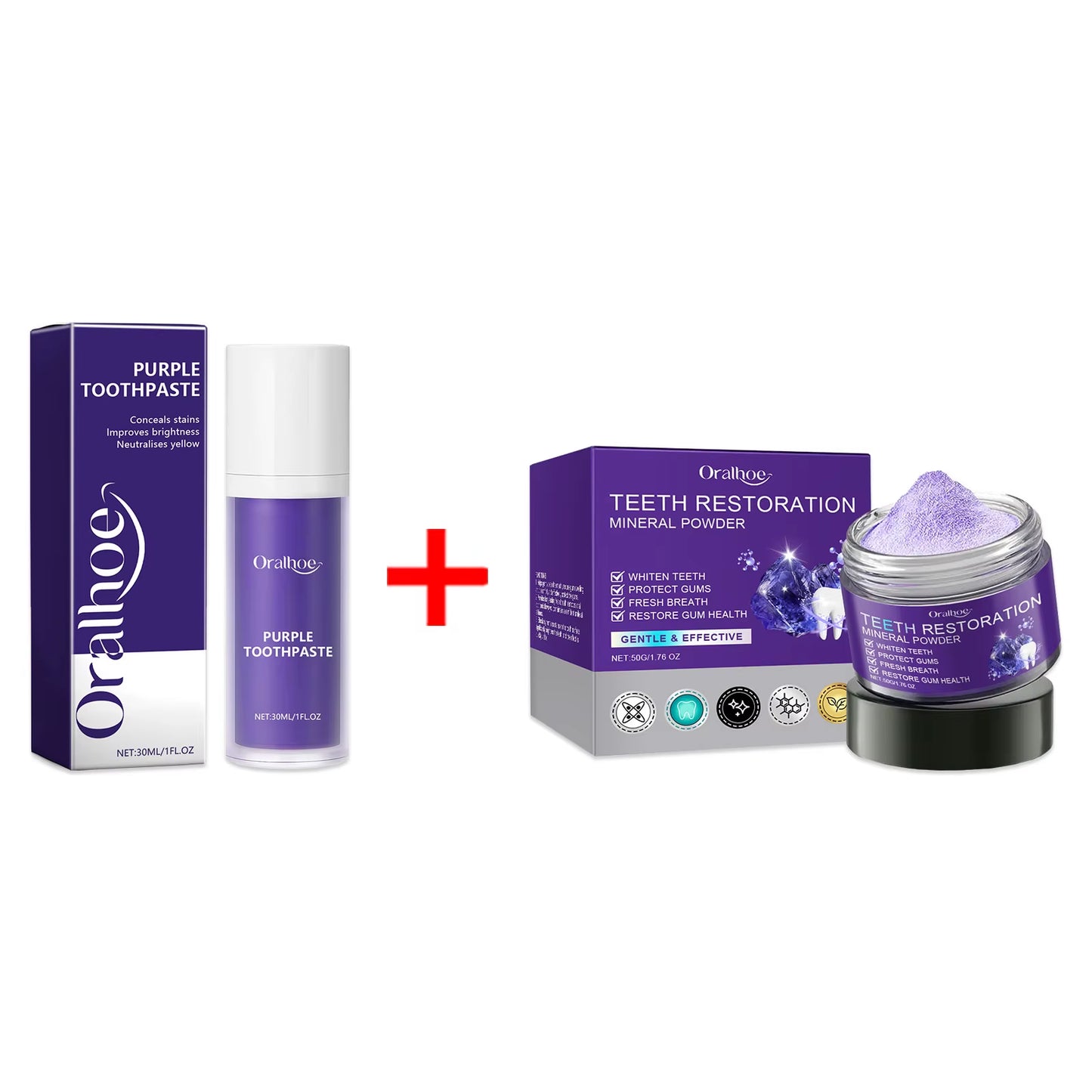 Purple Teeth Whitening Powder Toothpaste Brighten Yellow Teeth Remove Tooth Stain Fresh Breath Dental Cleaning Oral Care Product