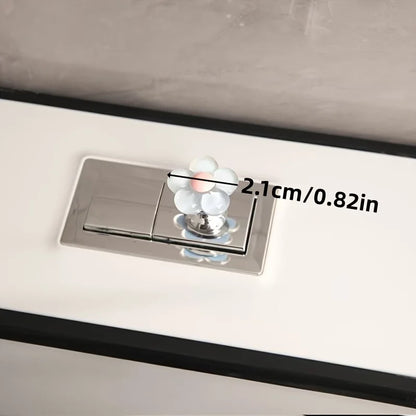 2Pcselegant Flower-Shaped Toilet Flush Button - Anti-File, Suitable for Bathroom Decoration