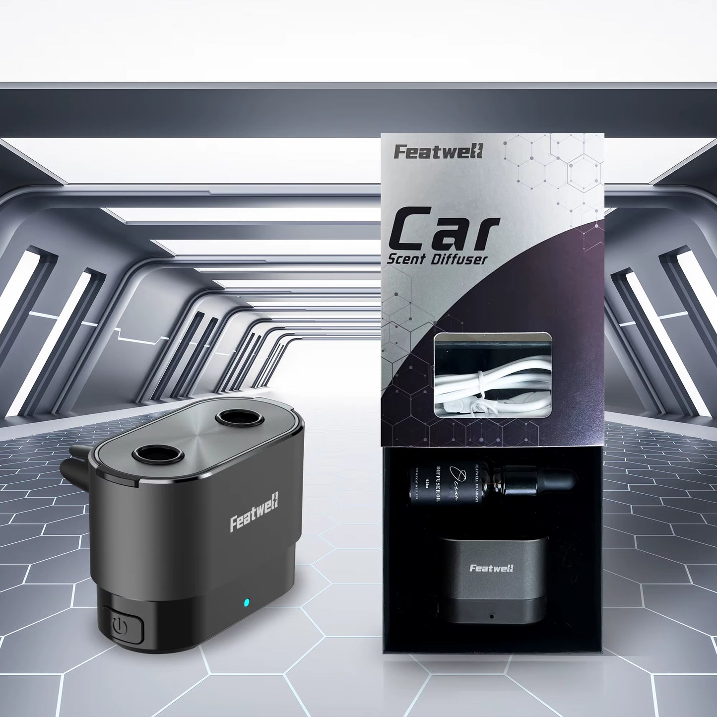 Smart Car Air Freshener with 10Ml Natural French Perfume, Three Adjustable Modes Smart Car Aroma Diffuser, Car Diffuse