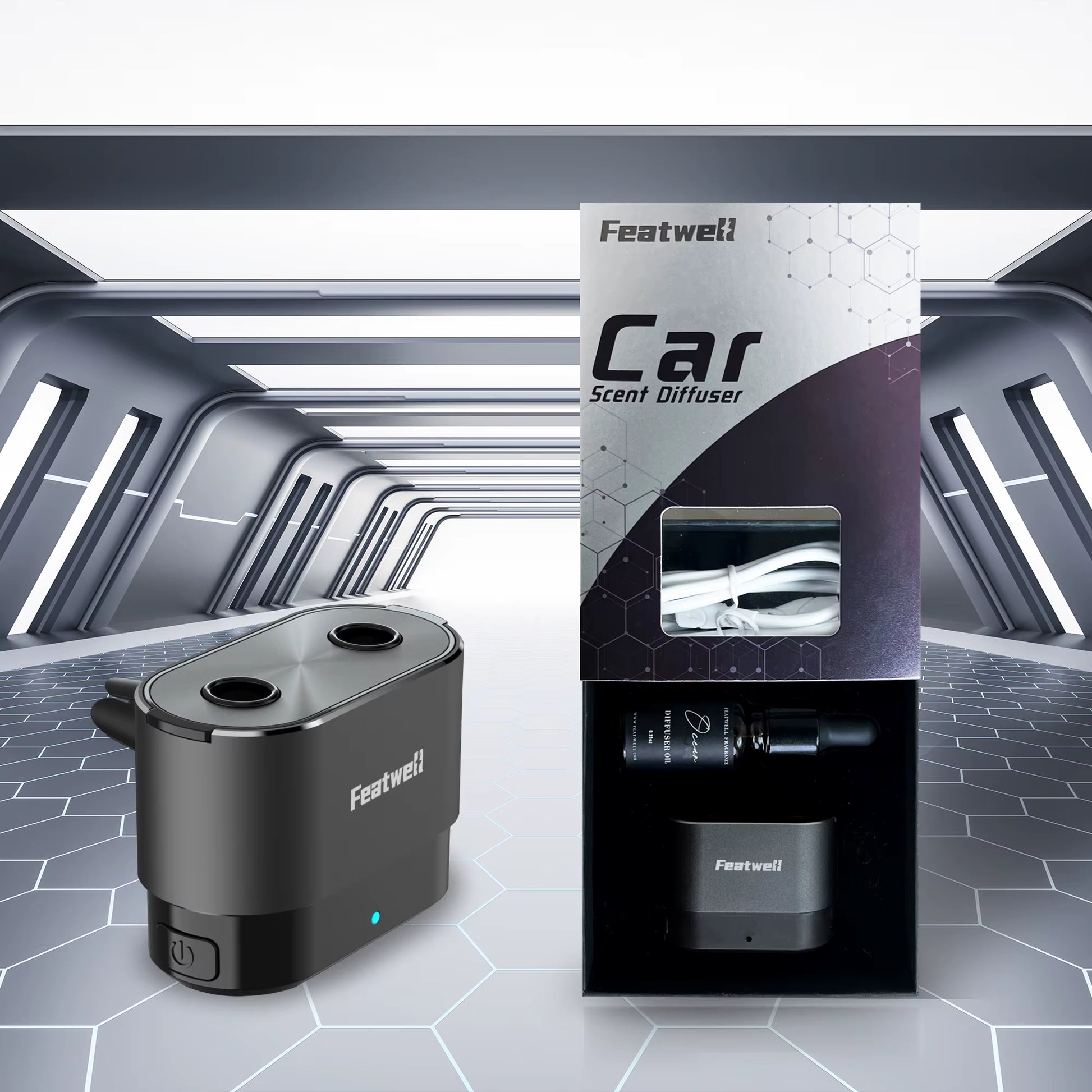 Smart Car Air Freshener with 10Ml Natural French Perfume, Three Adjustable Modes Smart Car Aroma Diffuser, Car Diffuse