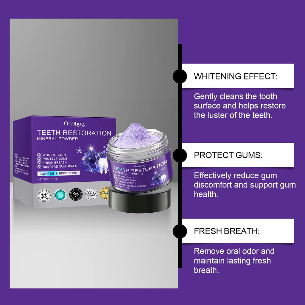 Purple Teeth Whitening Powder Toothpaste Brighten Yellow Teeth Remove Tooth Stain Fresh Breath Dental Cleaning Oral Care Product