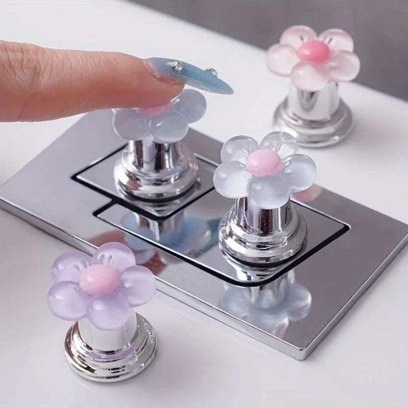 Flower Shaped Toilet Flush Handle Toilet Press Button Bathroom Accessories