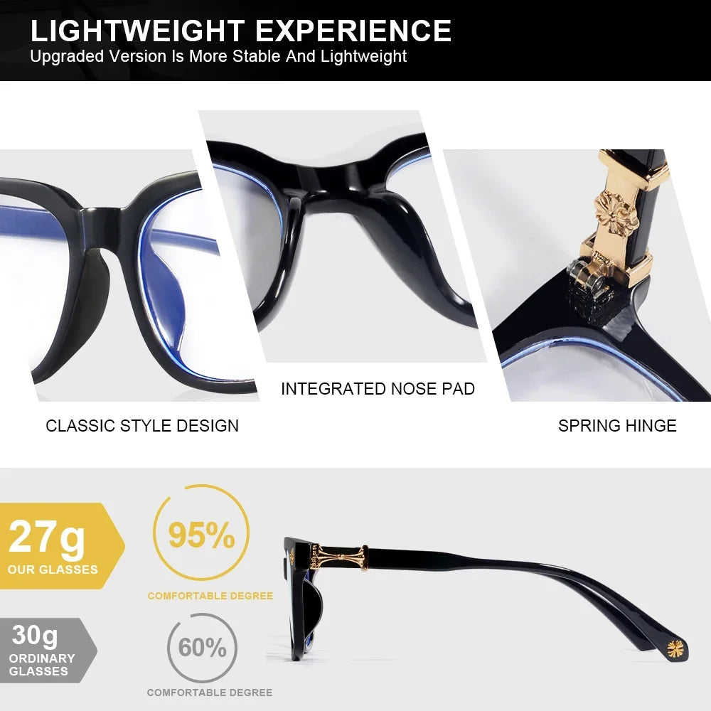 2Pcs Classic Square anti Blue Light Glasses Reading Books Vintage Glasses Women and Men Prescription Glasses Computer Eyeglasses