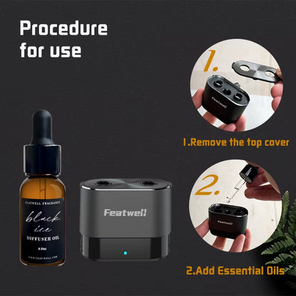 Smart Car Air Freshener with 10Ml Natural French Perfume, Three Adjustable Modes Smart Car Aroma Diffuser, Car Diffuse