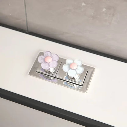 2Pcselegant Flower-Shaped Toilet Flush Button - Anti-File, Suitable for Bathroom Decoration