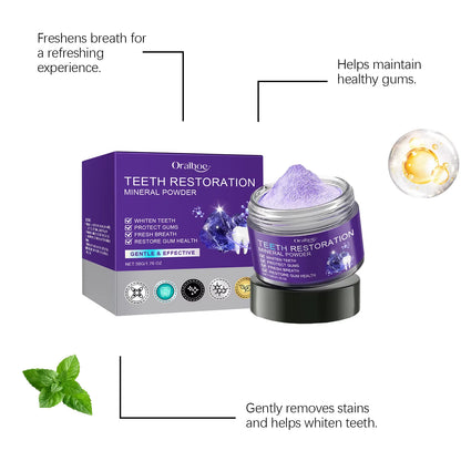 Purple Teeth Whitening Powder Toothpaste Brighten Yellow Teeth Remove Tooth Stain Fresh Breath Dental Cleaning Oral Care Product