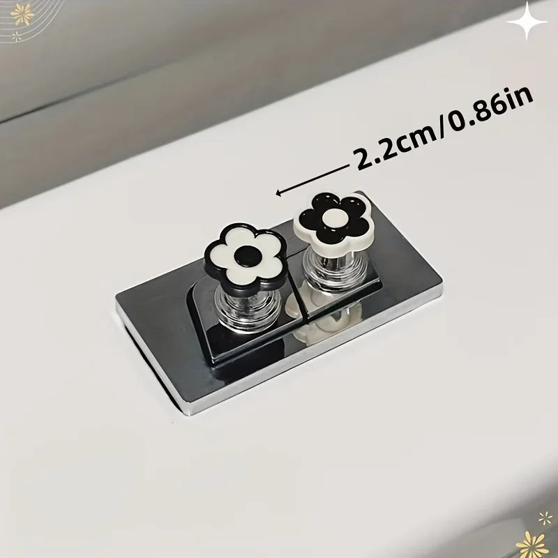 2Pcselegant Flower-Shaped Toilet Flush Button - Anti-File, Suitable for Bathroom Decoration
